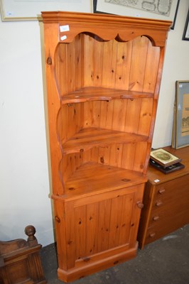 Lot 685 - PINE CORNER UNIT WITH TWO SHELVES AND CUPBOARD...