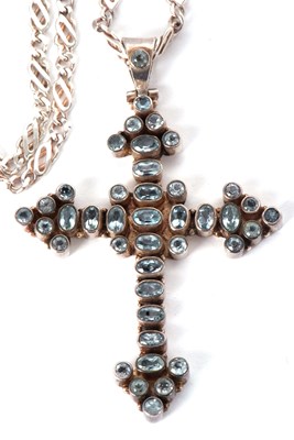 Lot 109 - A topaz cross, the cross set with oval and...