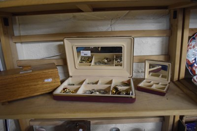 Lot 502 - Three jewellery boxes and assorted costume...