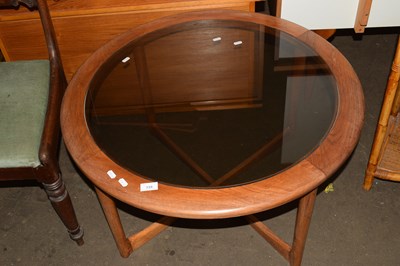 Lot 739 - LARGE COFFEE TABLE, CIRCULAR SHAPE WITH GLASS TOP