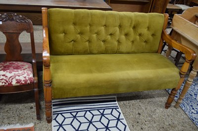 Lot 278 - LATE VICTORIAN UPHOLSTERED SETTLE RAISED ON...