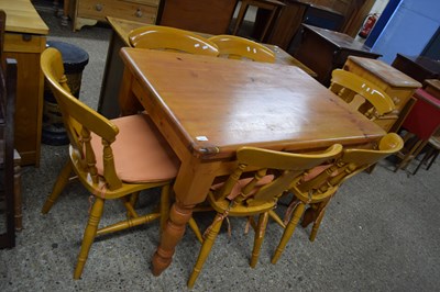 Lot 282 - 20TH CENTURY PINE RECTANGULAR KITCHEN TABLE ON...