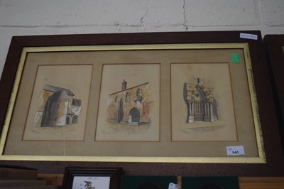 Lot 540 - Frame containing three sketches of Norwich scenes