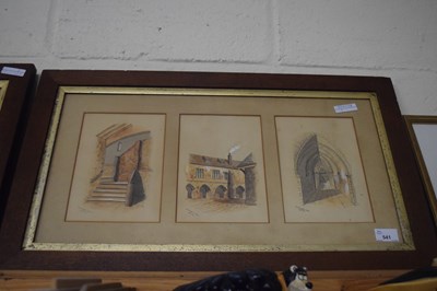 Lot 541 - Frame containing three sketches of Norwich scenes