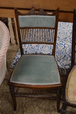 Lot 295 - SMALL EDWARDIAN BLUE UPHOLSTERED BEDROOM CHAIR