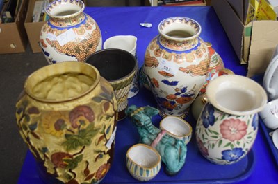 Lot 593 - Tray of various ceramics including vases etc...