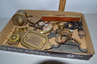 Lot 48 - Box of various brass furniture handles,...