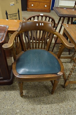 Lot 303 - EARLY 20TH CENTURY OAK BOW BACK DESK CHAIR...