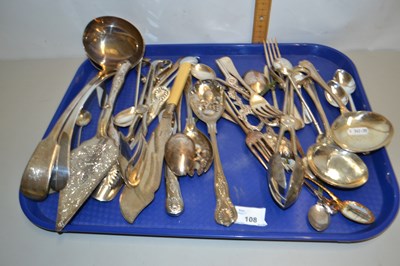 Lot 108 - Tray of various assorted silver plated cutlery...