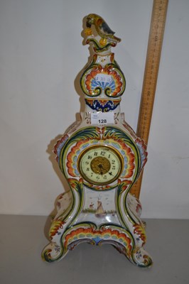 Lot 128 - French faience cased mantel clockn with parrot...