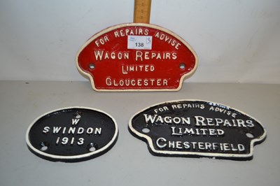 Lot 138 - Railway Interest:  Three small cast iron...