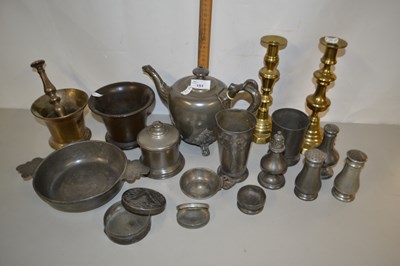 Lot 151 - Mixed Lot: Various pewter wares, pestle and...