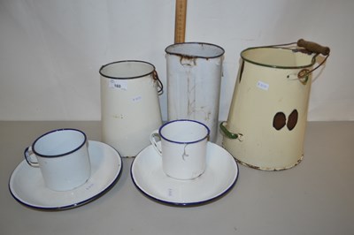 Lot 160 - Mixed Lot: Various white enamel wares