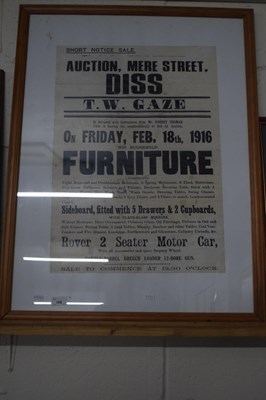 Lot 188 - Framed poster for T W Gaze Auctioneers