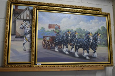 Lot 193 - L V Norwood - study of a six horse dray cart...