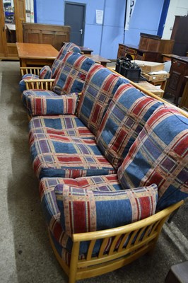 Lot 318 - ERCOL STYLE THREE PIECE SUITE WITH LOOSE CUSHIONS