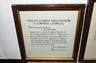 Lot 113 - Billiards Association and Control Council,...