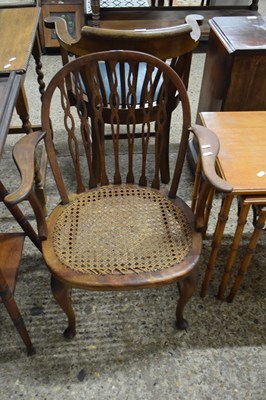 Lot 323 - EARLY 20TH CENTURY CANE SEATED ARMCHAIR