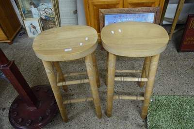 Lot 335 - PAIR OF WOODEN STOOLS