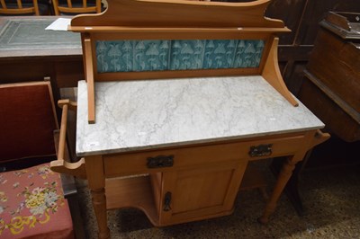 Lot 293 - Marble top and tile back wash stand