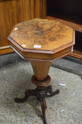 Lot 296 - Victorian burr walnut veneered trumpet sewing...