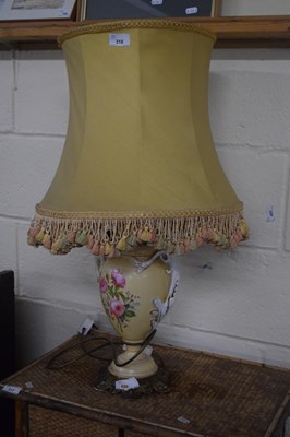 Lot 318 - Further table lamp, mounted on gilt base with...