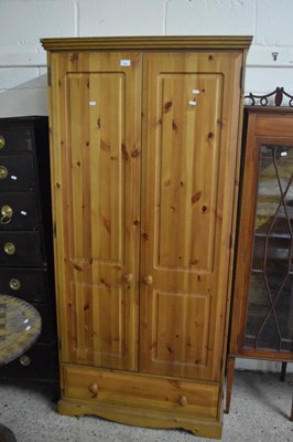 Lot 332 - Modern pine double door wardrobe, 85cm wide