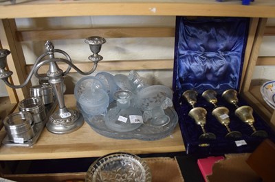 Lot 554 - Mixed Lot: Silver plated candlestick, case of...