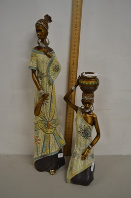 Lot 140 - Two polychrome composition models of African...