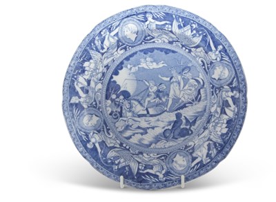 Lot 49 - A rare pearlware plate c1810 printed in...