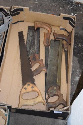 Lot 785 - BOX OF VINTAGE WOODWORKING SAWS