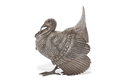 Lot 283 - An early 20th Century model of a silver turkey,...