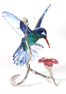 Lot 8 - A Swarovski model of a hummingbird in blue and...
