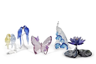 Lot 10 - A group of Swarovski coloured models of a pair...