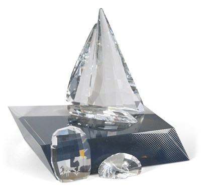 Lot 12 - A Swarovski model of a yacht on fitted stand...
