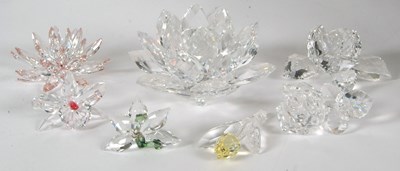 Lot 13 - A group of Swarovski crystal flowers including...