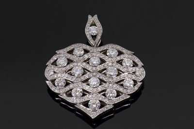 Lot 368 - An 18ct white gold diamond heart pendant by...