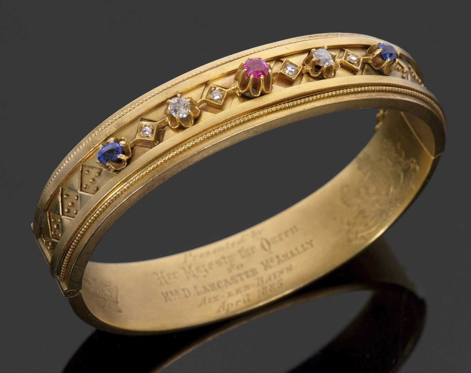 Lot 361 - A Queen Victoria presentation bangle, the...