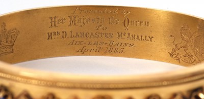 Lot 361 - A Queen Victoria presentation bangle, the...