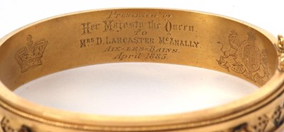 Lot 361 - A Queen Victoria presentation bangle, the...