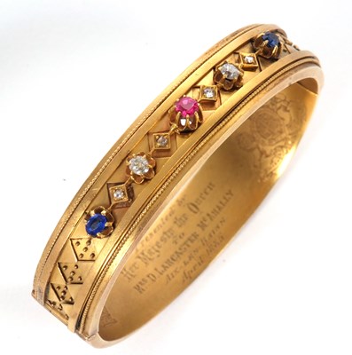 Lot 361 - A Queen Victoria presentation bangle, the...