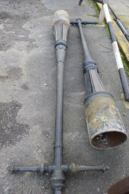 Lot 351 - Pair of cast iron lamp posts, height 310cm