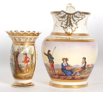Lot 42 - Early 19th Century jug painted with a pastoral...