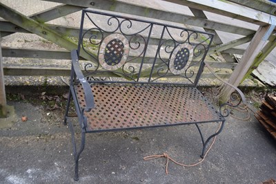 Lot 371 - Decorative metal bench, width approx 115cm