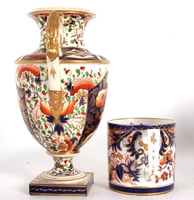 Lot 52 - Large Derby vase of Campana form with Imari...