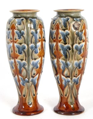 Lot 58 - A pair of Royal Doulton Art Nouveau vases with...