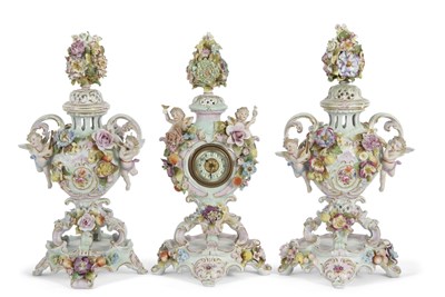Lot 109 - A garniture of late 19th Century continental...