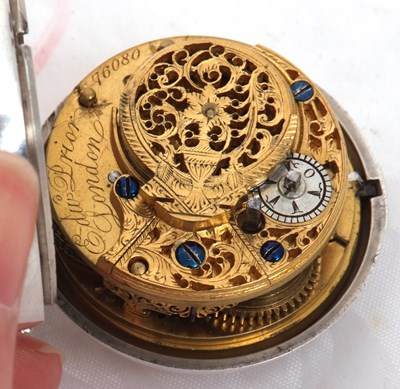 Lot 316 - A silver pair cased Verge pocket watch,...