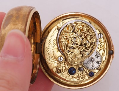 Lot 318 - A gilt metal Verge pocket watch with a...