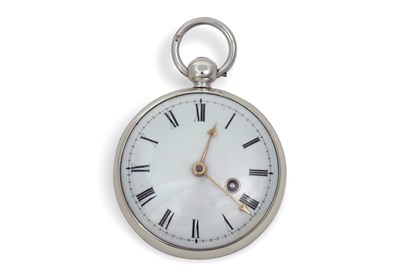 Lot 319 - A silver cased Verge pocket watch with a white...